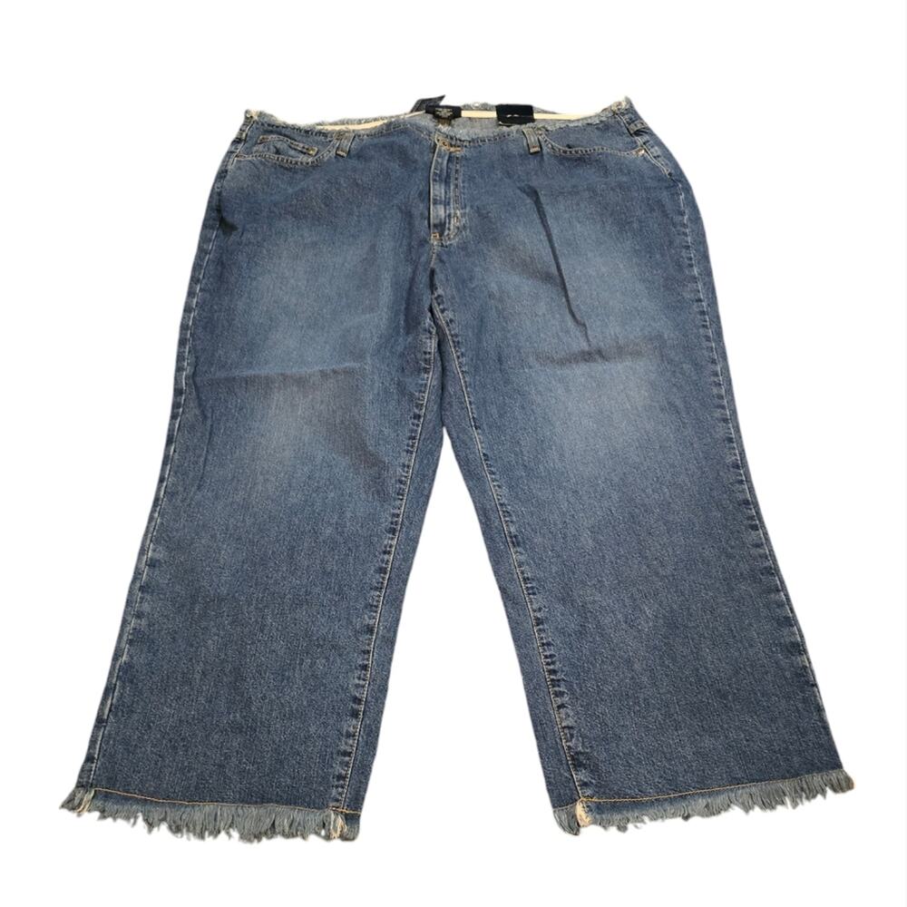 Venezia Raw Hem‎ Cropped Wide Leg Jeans Plus Size 24 New!